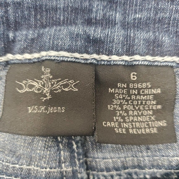 V.S.H. Jeans Women's Size 6 Straight Leg Embellished Pockets Denim Cropped - Picture 5 of 9